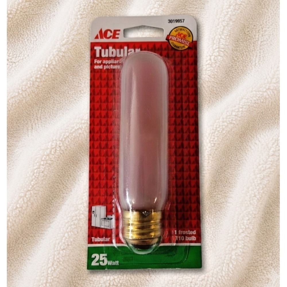 ACE Tubular T10 Frosted Light Bulb 25 Watt 120 Volt Medium Base New Sealed